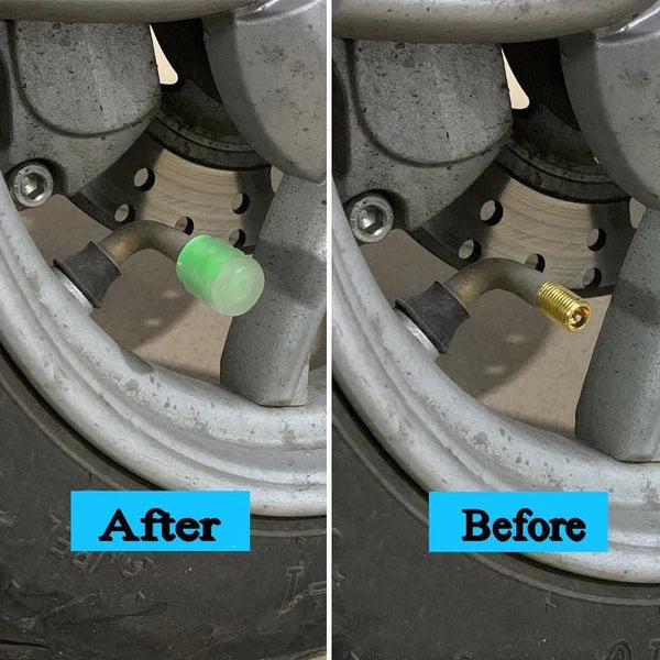 Car Luminous Tire Valve Cap(4 pcs set) - طقم أغطية صمامات الإطارات المضيئة للسيارة – 4 قطع لمظهر أنيق وقيادة آمنة ليلاً